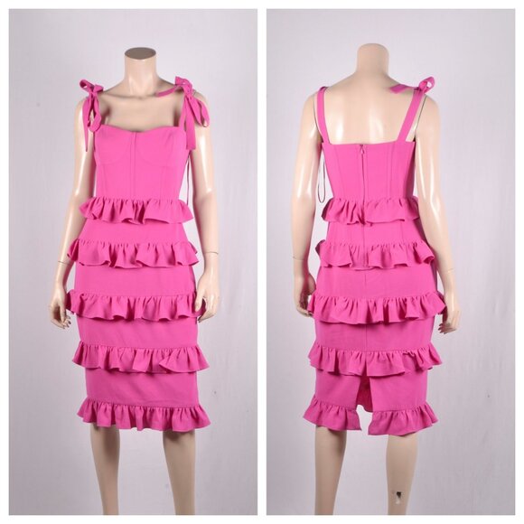 Dress the Population Tati Tiered Ruffle Cocktail Midi Dress - Picture 2 of 2